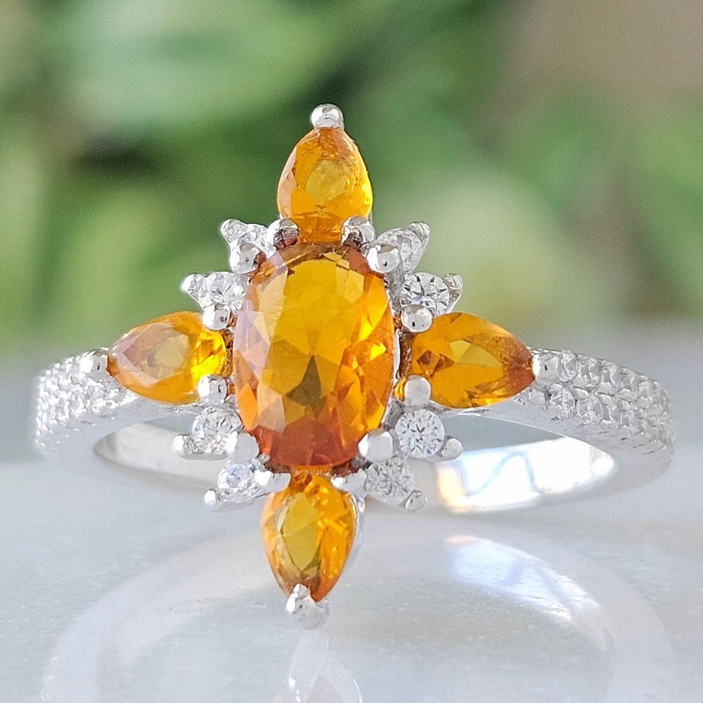 Citrine ring, size 7, 925 Sterling Silver Charmed Aroma